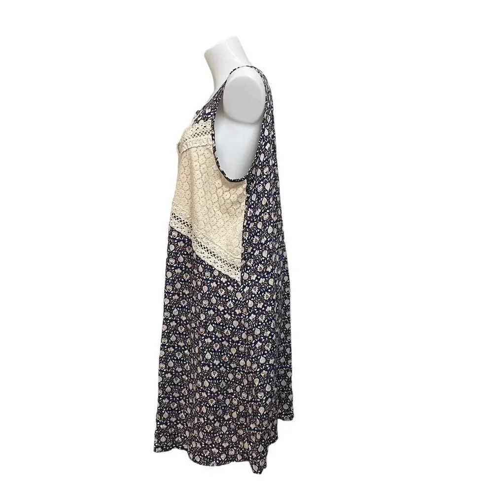 SEA NEW YORK Floral Peekaboo Lace Neckline Sleeveless Shift Sundress sz 10 - Picture 5 of 9